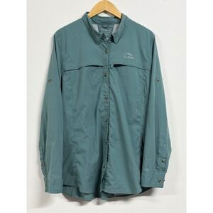 L.L.Bean Men's XL Tall UPF 50+ Ventilated Hiking Fishing Shirt Teal Long Sleeve